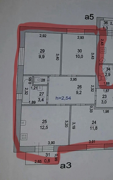 Квартира 3-комн., 60 м²